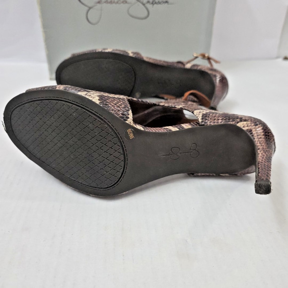 Jessica Simpson Shimmery Snakeskin Print Open Toe Heels Size 9 Festival Club - Picture 6 of 10